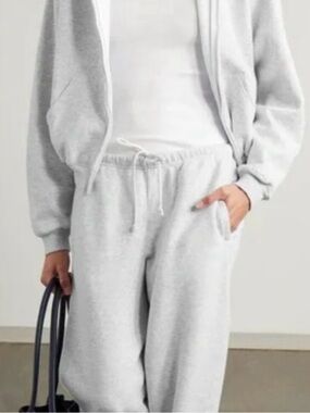 SKIMS Light Gray Track Pants - Cozy Drawstring Joggers set